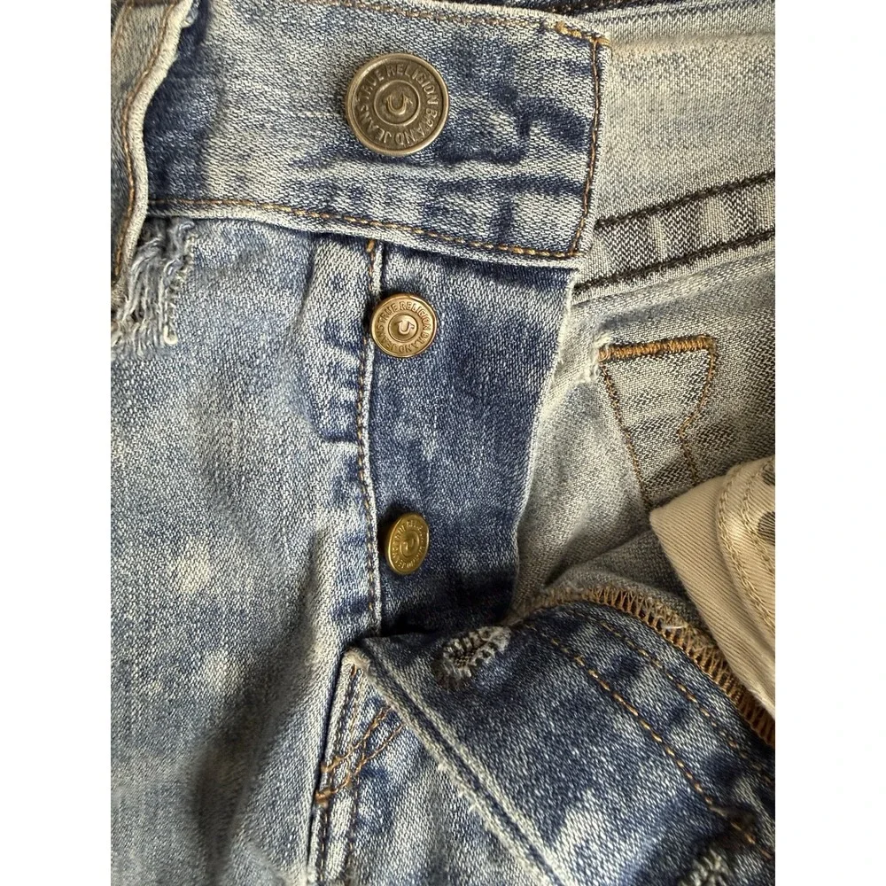 Distressed Street Artist TRUE RELIGION ROCCO Patchwork Relaxed SKINNY Jeans Sz30